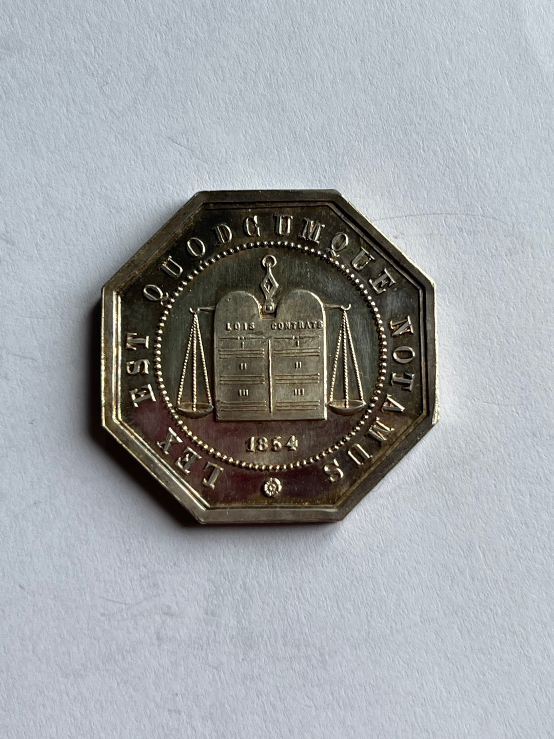 Silbertoken, Notar, Amiens 1854 Biene