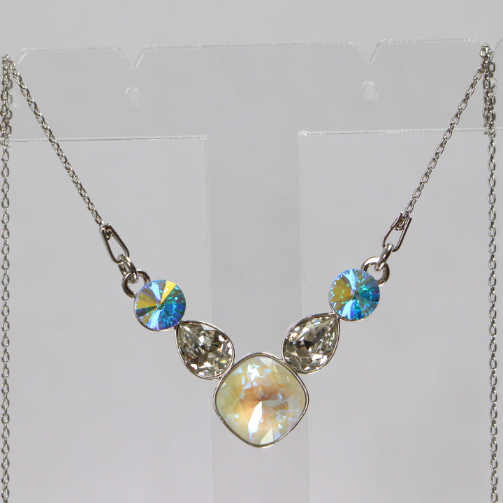 Ожерелье, кристаллы Сваровски, Rhodied Silver, Crystal/White, Art-Deco