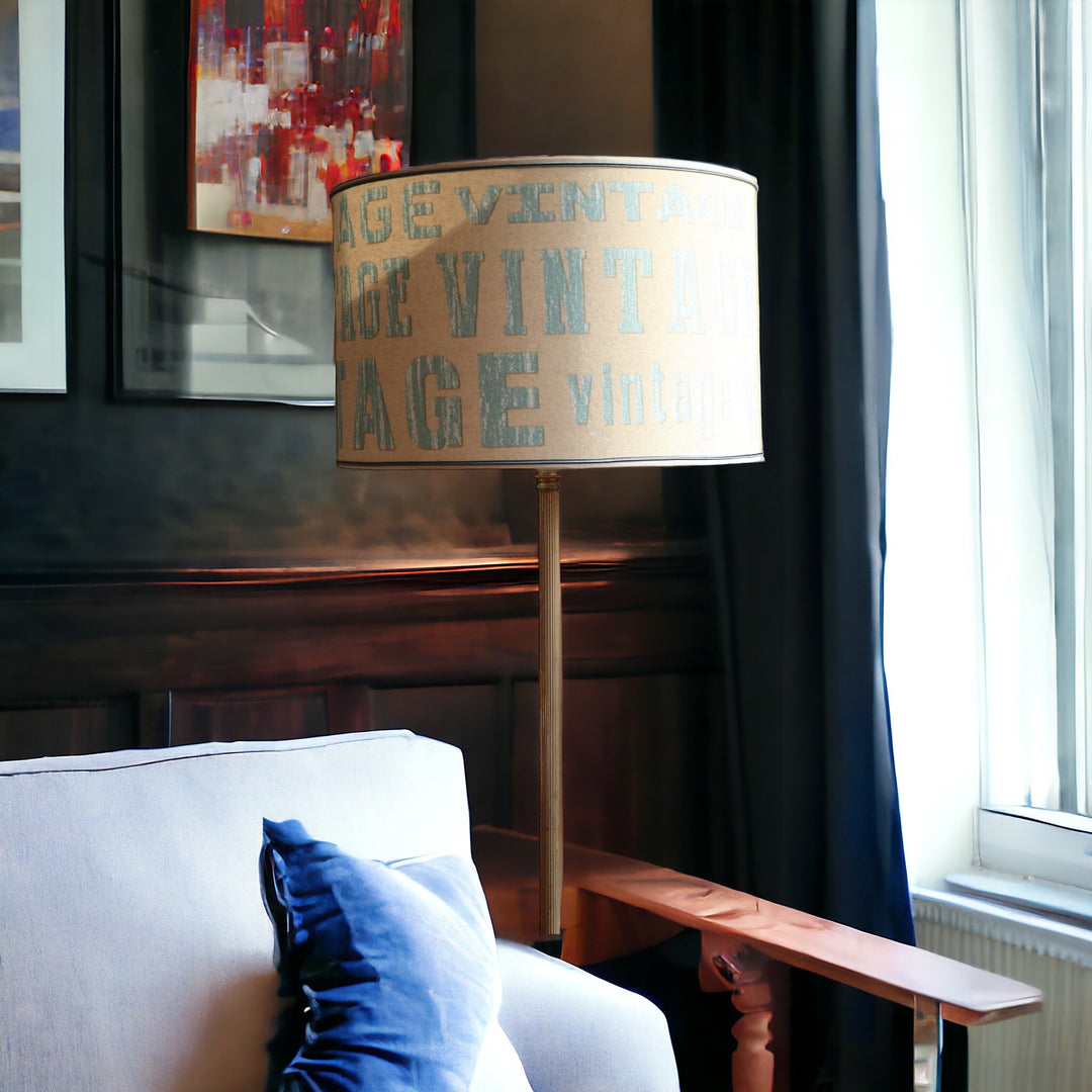 Round cylinder lampshade, "vintage", laminated, handmade