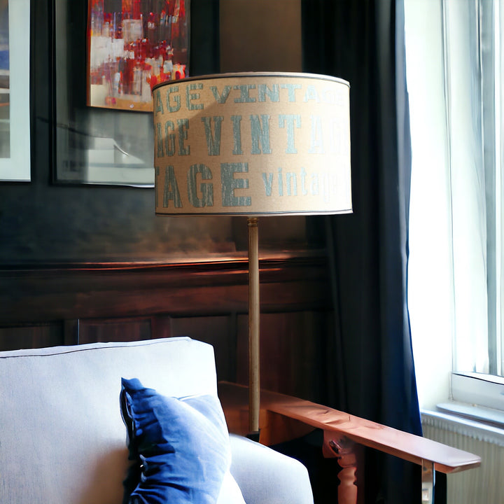 Round cylinder lampshade, "vintage", laminated, handmade