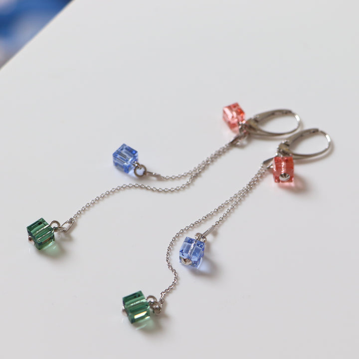 Серьги с кристаллами Сваровски, Rhodied Silver, Crystal, Cande, Model B