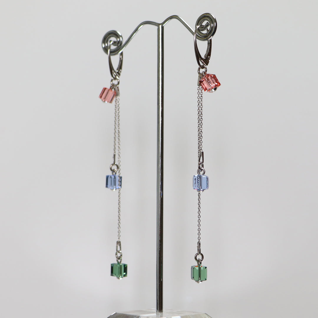Серьги с кристаллами Сваровски, Rhodied Silver, Crystal, Cande, Model B