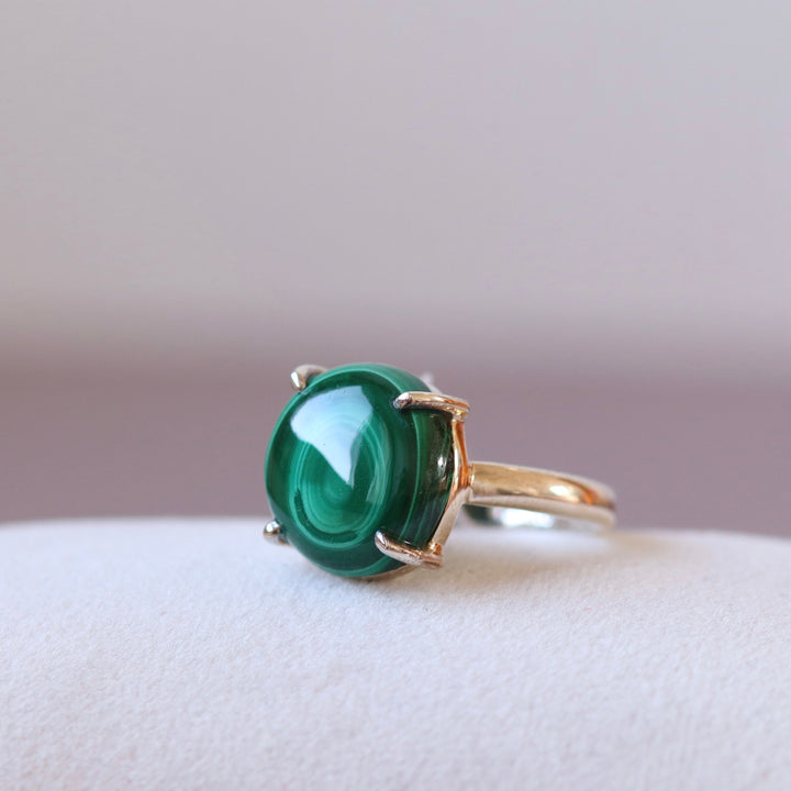 Bague en argent avec malachite - taille 59  - BS114