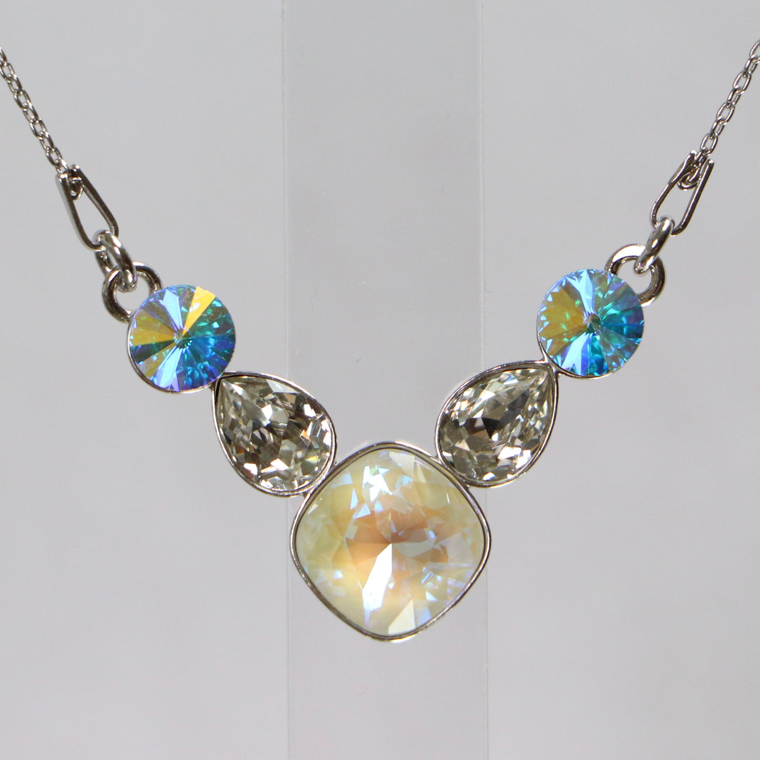 Ожерелье, кристаллы Сваровски, Rhodied Silver, Crystal/White, Art-Deco