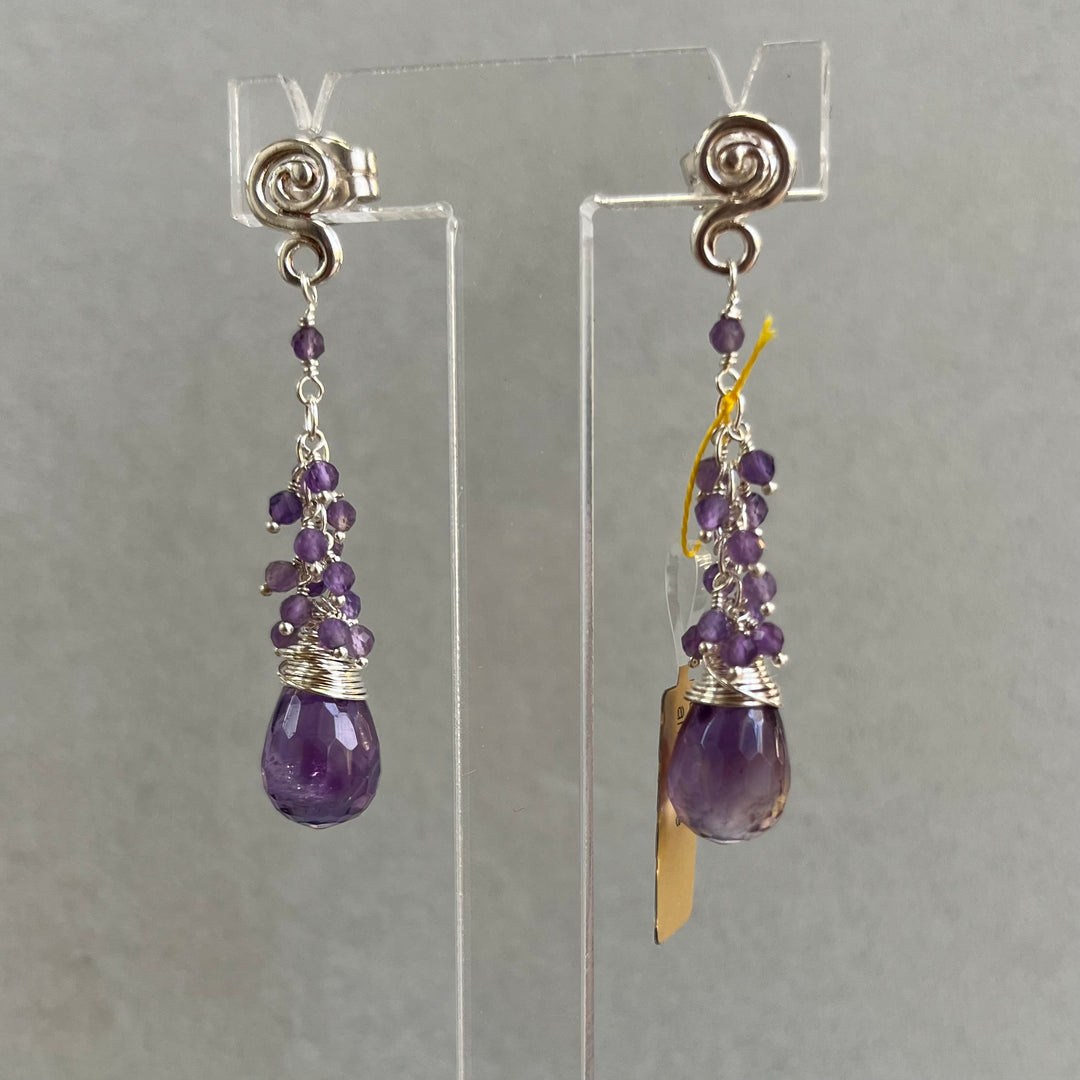 Boucles d’oreilles avec améthyste, en argent