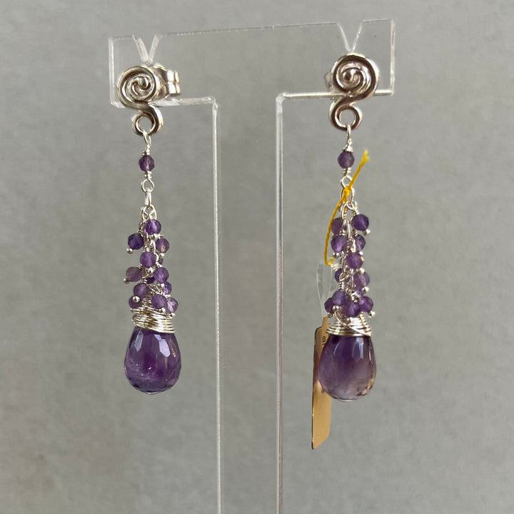 Boucles d’oreilles avec améthyste, en argent