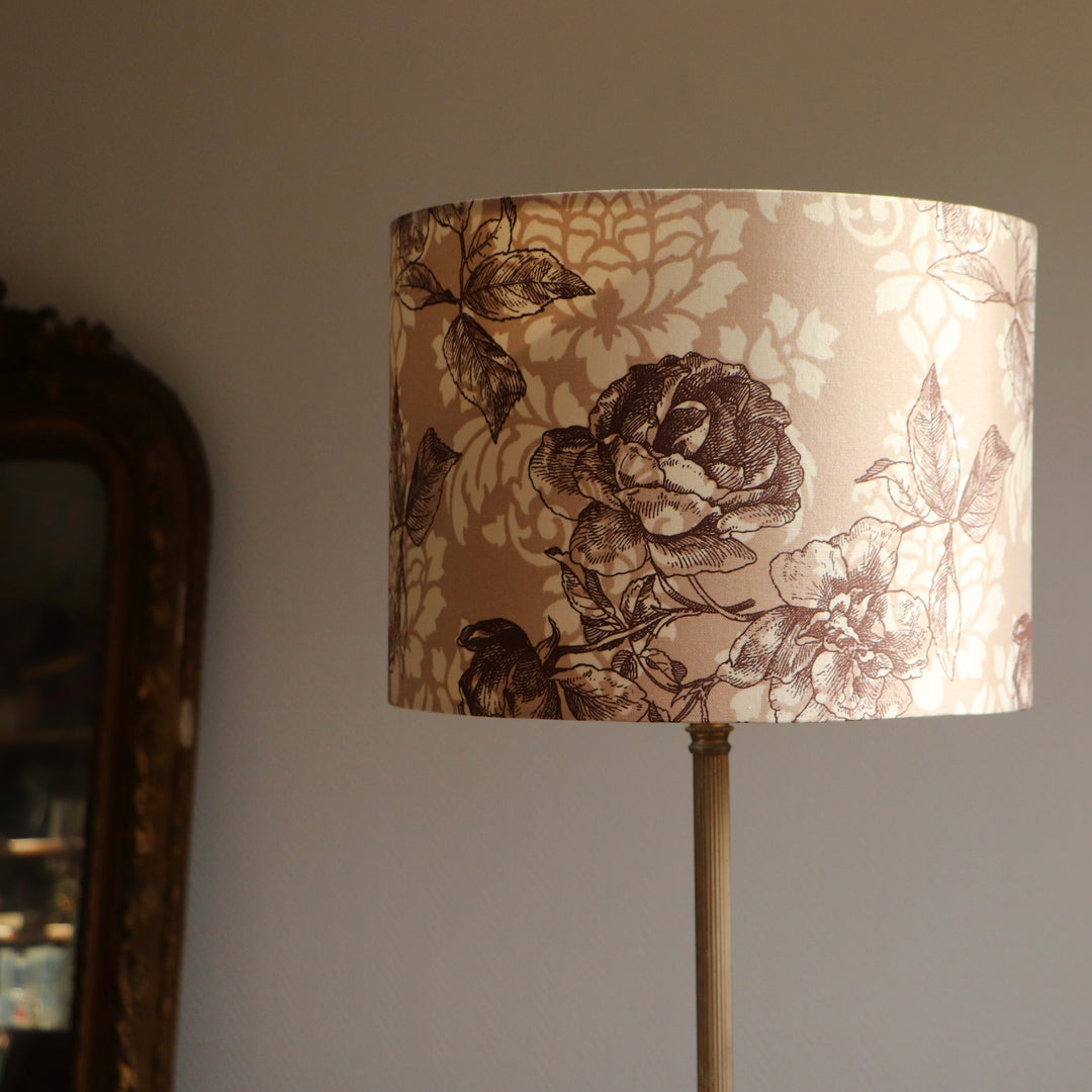 Abat-jour ROSE SHABBY CHIC contrecollé en tissu, ref R2