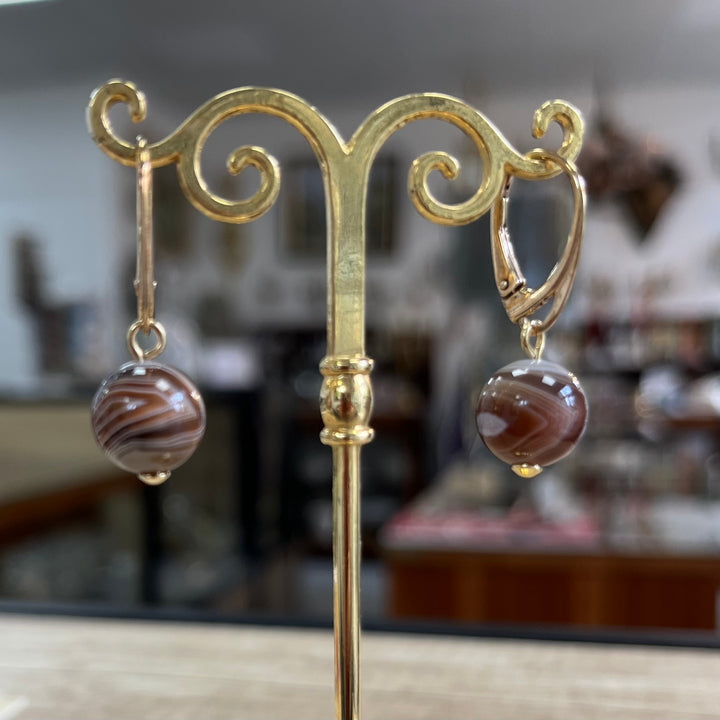 Boucles d’oreilles avec agate, en argent