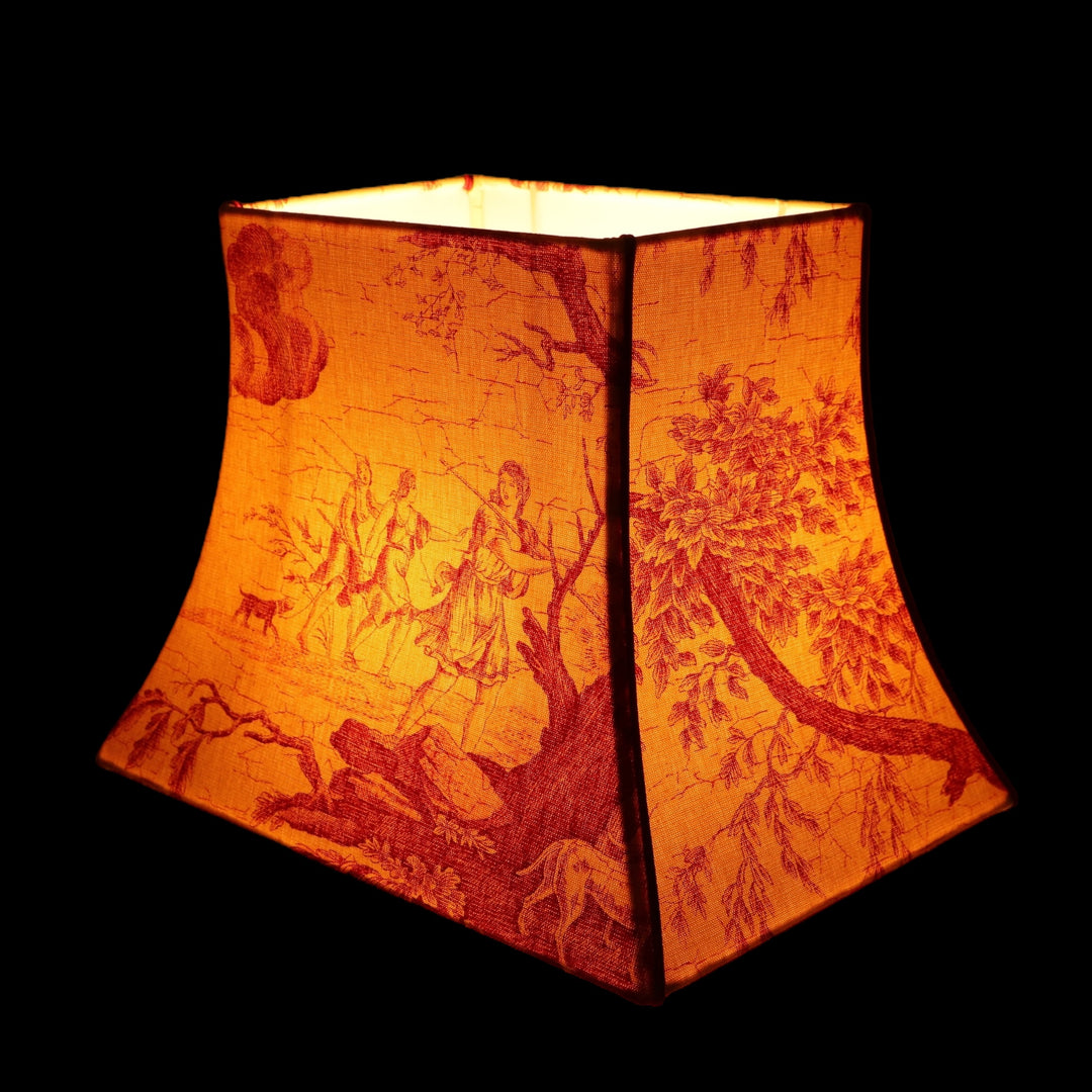 Abat-jour pagode rectangle, DIANE, tissu d'éditeur, contrecollé, fait main