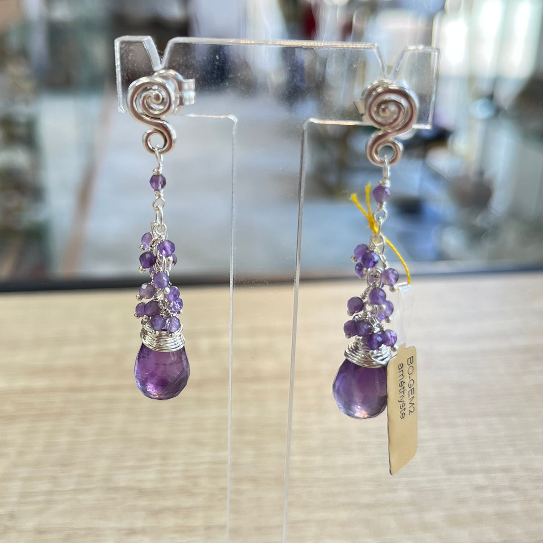 Boucles d’oreilles avec améthyste, en argent