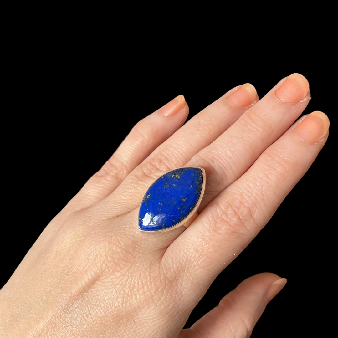 Bague avec lapis lazuli en argent - taille 54 - BS020