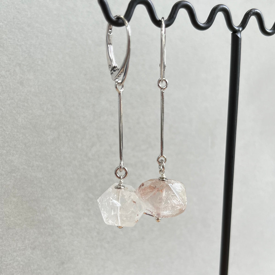 Boucles d’oreilles avec cristal de roche, en argent