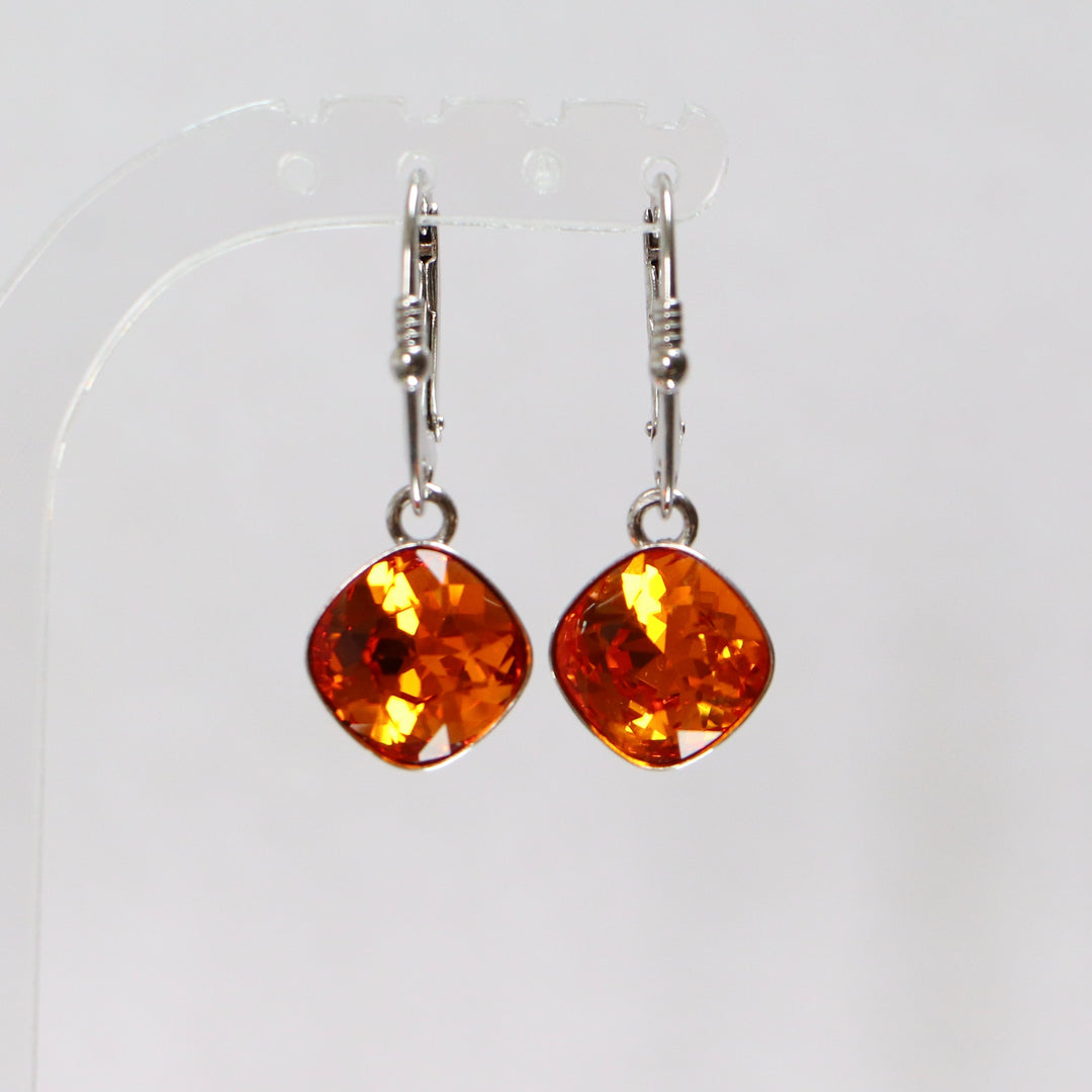 Серьги, кристаллы Сваровски, Rhodied Silver, Orange, Manon
