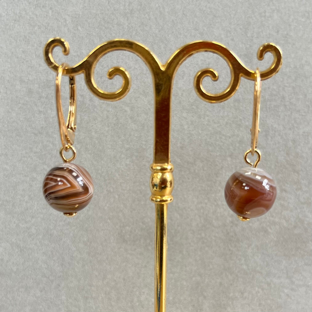 Boucles d’oreilles avec agate, en argent