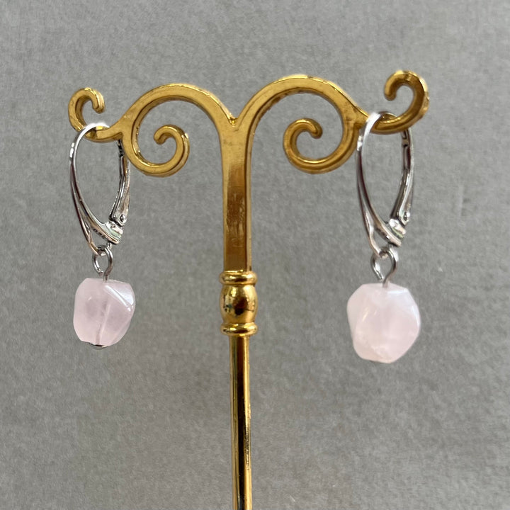 Boucles d’oreilles avec quartz rose, en argent