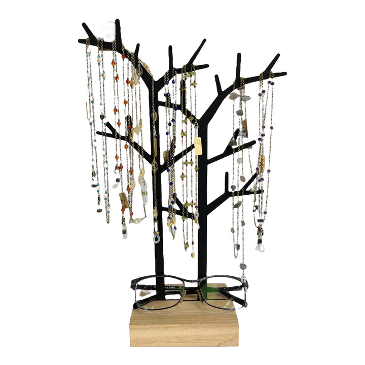 Chaîne pour lunettes de vue et de soleil, en laiton avec pierres naturelles, 74 cm, améthyste et topaze