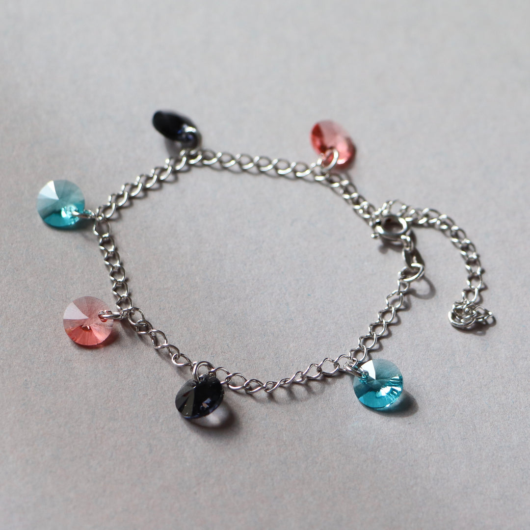Bracelet avec cristaux Swarovski, argent rhodié, CONFETTIS