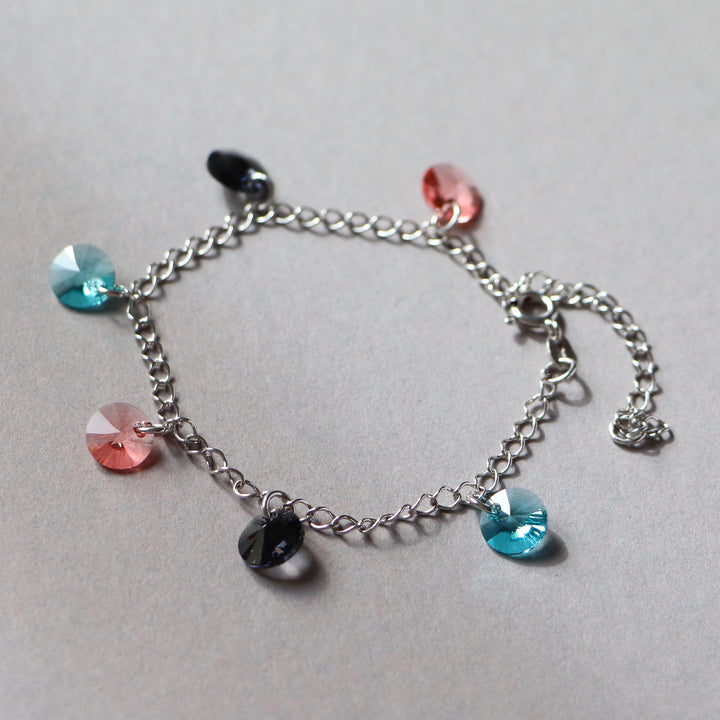 Bracelet avec cristaux Swarovski, argent rhodié, CONFETTIS