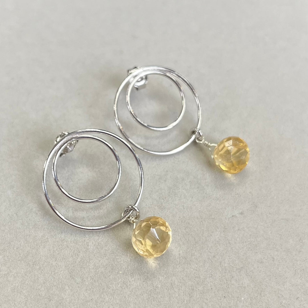 Boucles d’oreilles en argent avec citrine, en argent