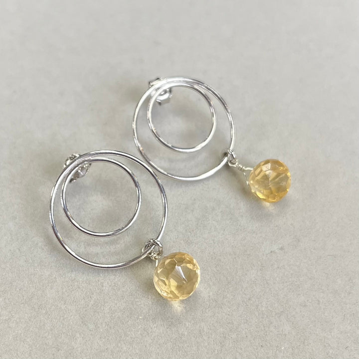 Boucles d’oreilles en argent avec citrine, en argent