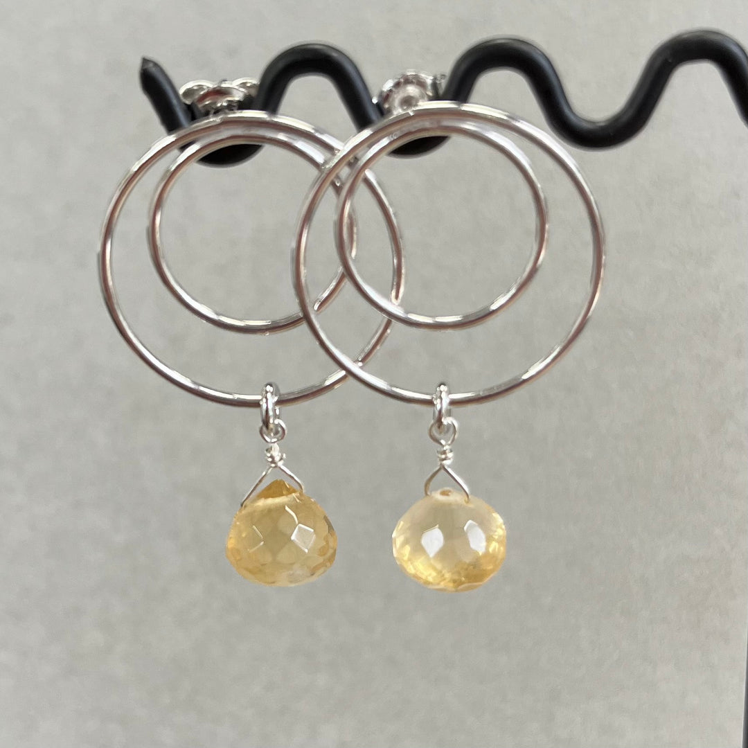Boucles d’oreilles en argent avec citrine, en argent