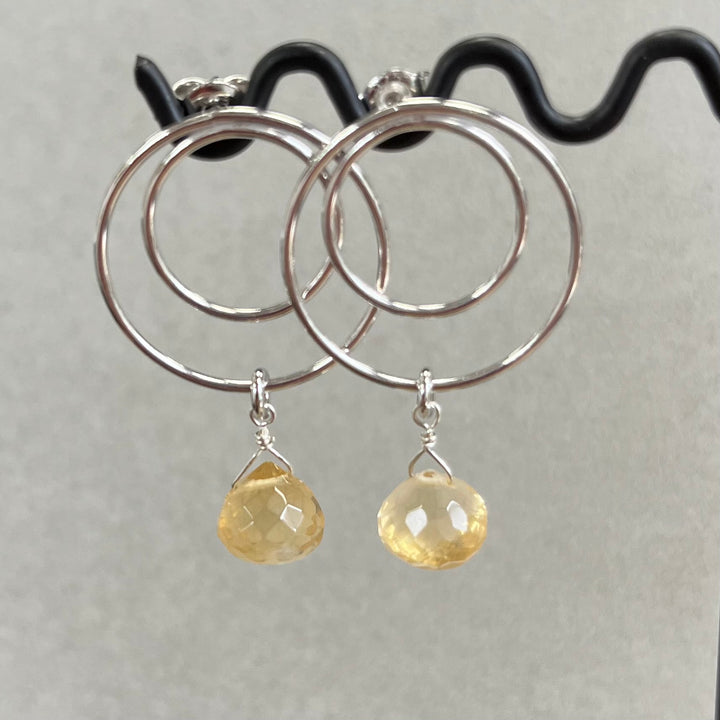 Boucles d’oreilles en argent avec citrine, en argent