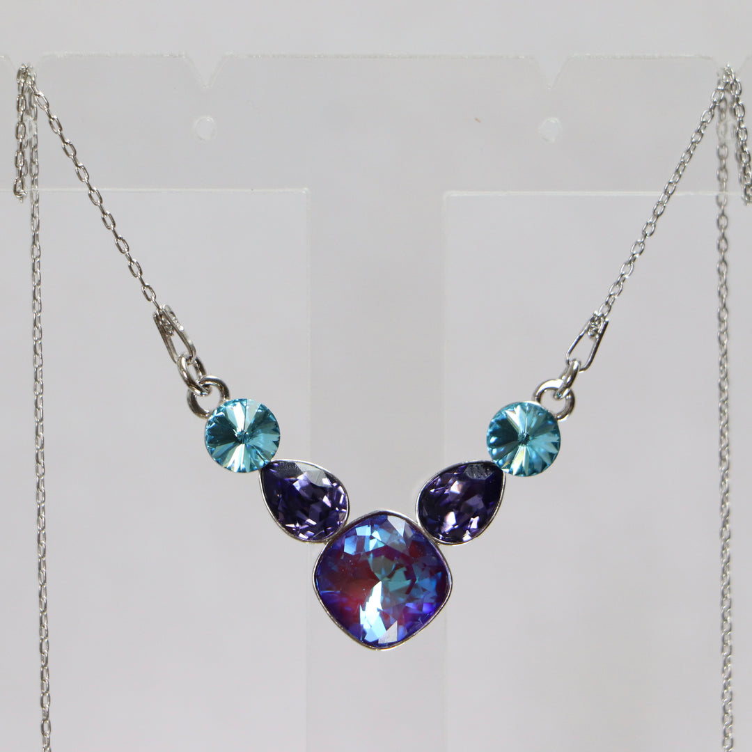 Серьги, кристаллы Сваровски, Rhodied Silver, Blue, Art-Deco
