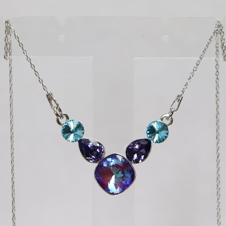 Серьги, кристаллы Сваровски, Rhodied Silver, Blue, Art-Deco