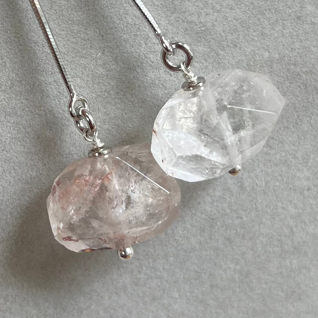 Boucles d’oreilles avec cristal de roche, en argent