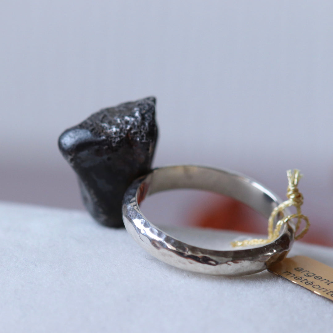 Bague avec météorite en argent - taille 57 - BS003