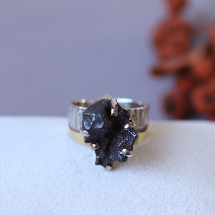 Bague avec météorite en argent - taille 56 - BS004