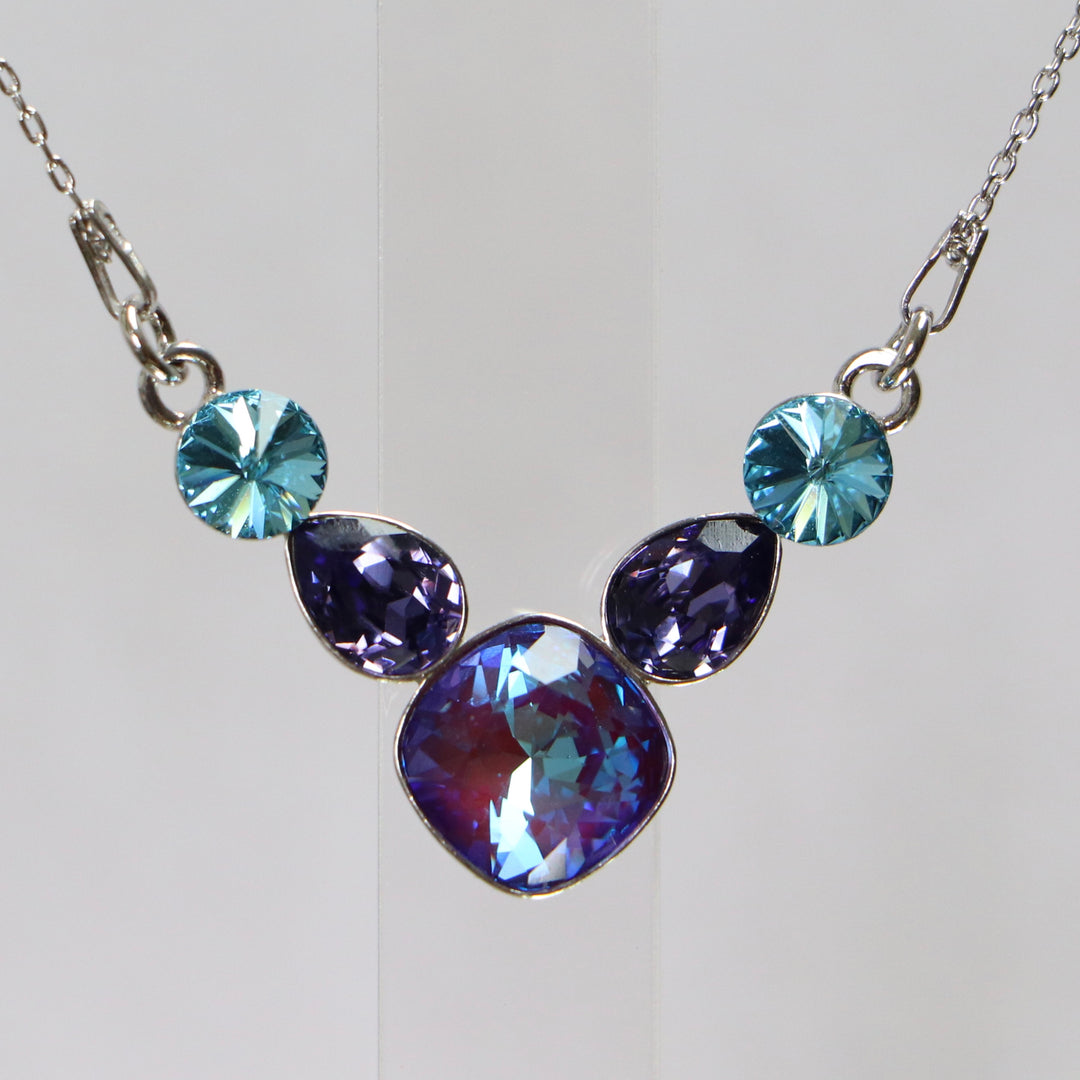 Серьги, кристаллы Сваровски, Rhodied Silver, Blue, Art-Deco