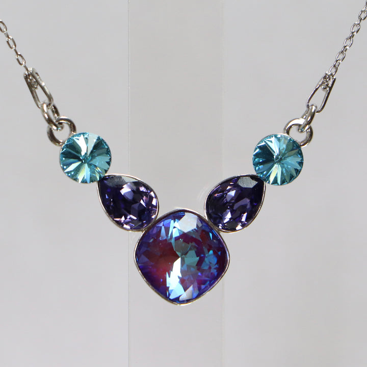 Серьги, кристаллы Сваровски, Rhodied Silver, Blue, Art-Deco