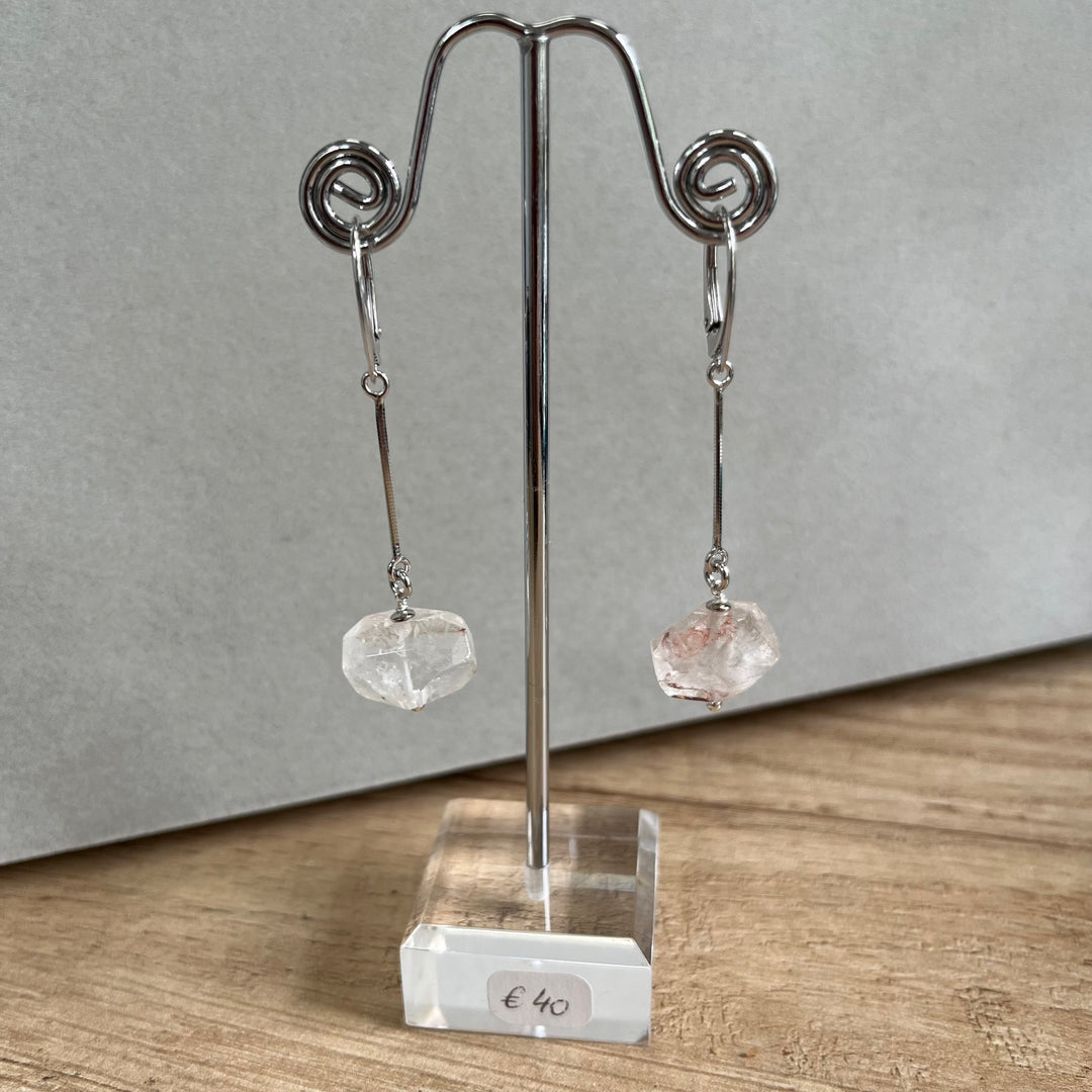 Boucles d’oreilles avec cristal de roche, en argent