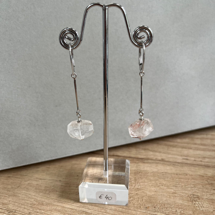 Boucles d’oreilles avec cristal de roche, en argent