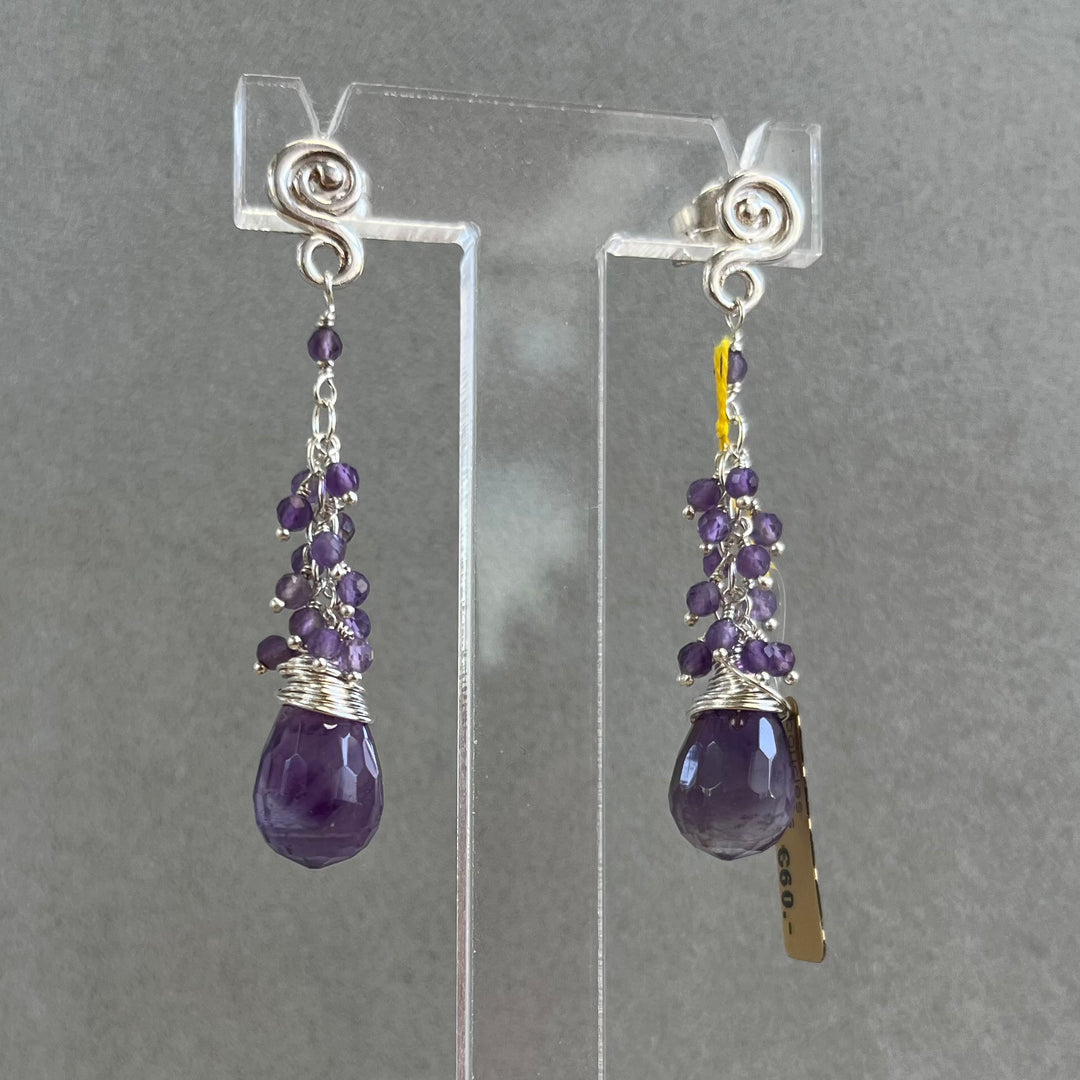 Boucles d’oreilles avec améthyste, en argent