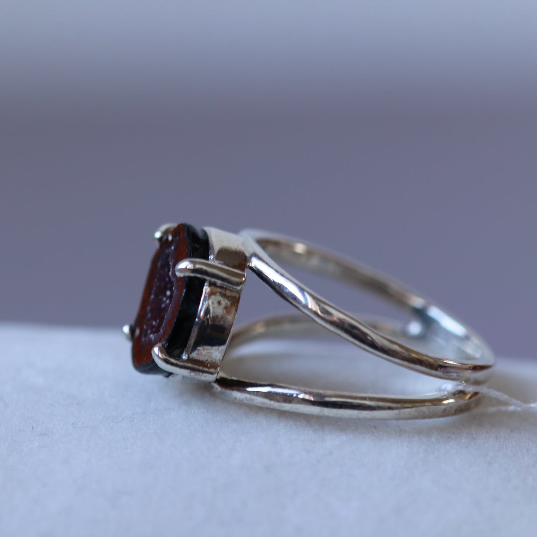 Bague avec calcédoine geode en argent - taille 61  - BS111