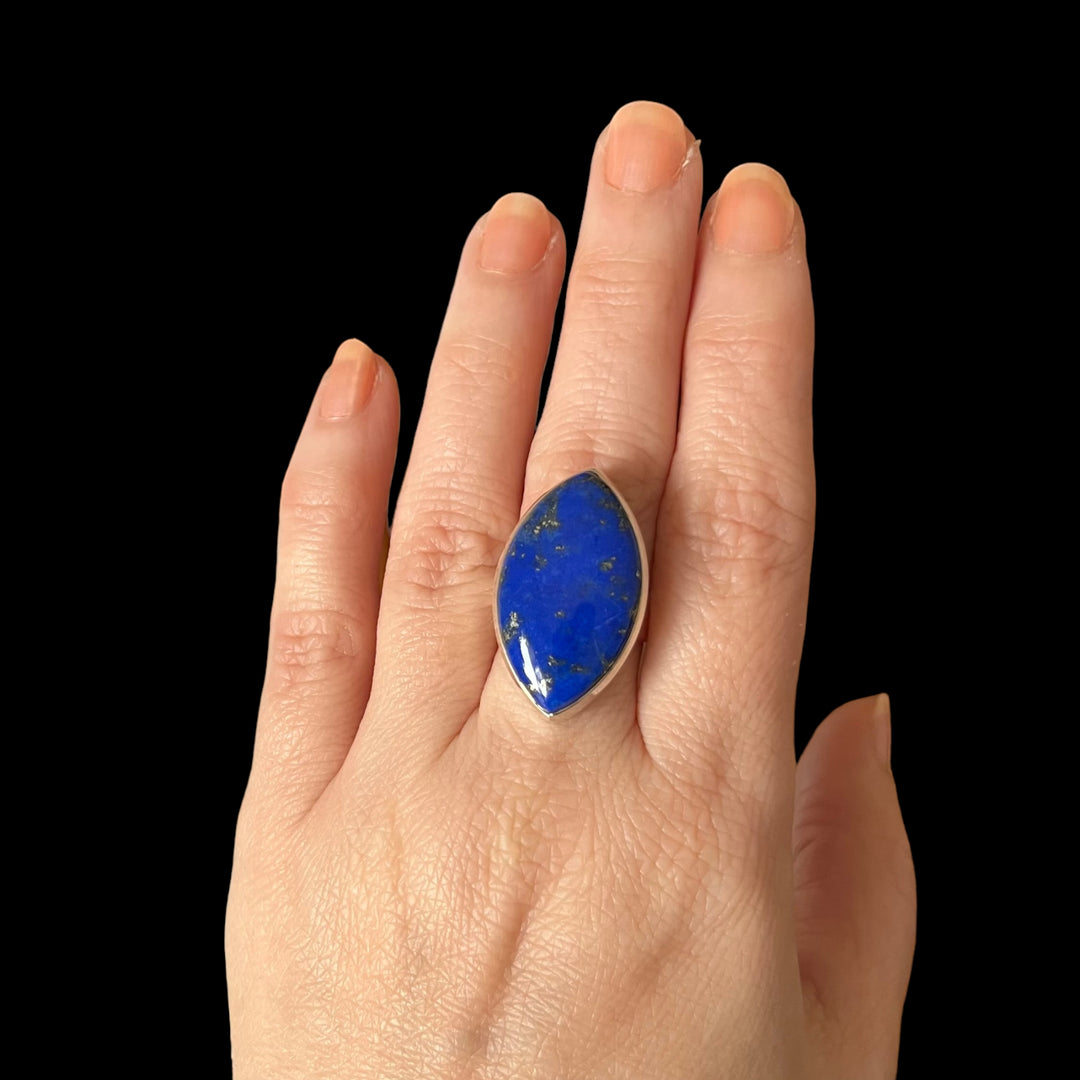 Bague avec lapis lazuli en argent - taille 54 - BS020