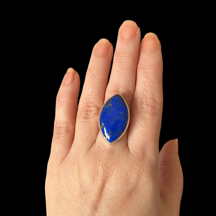 Bague avec lapis lazuli en argent - taille 54 - BS020