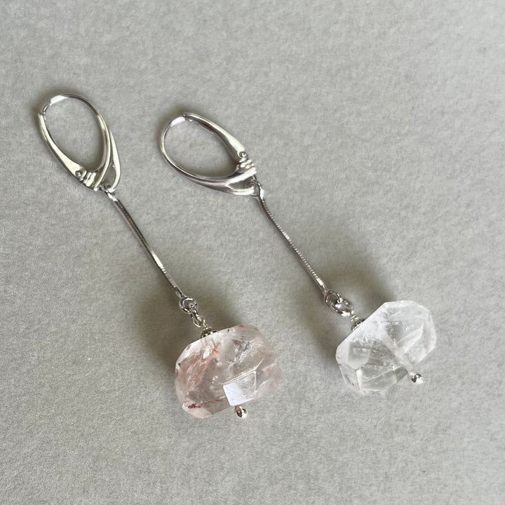 Boucles d’oreilles avec cristal de roche, en argent