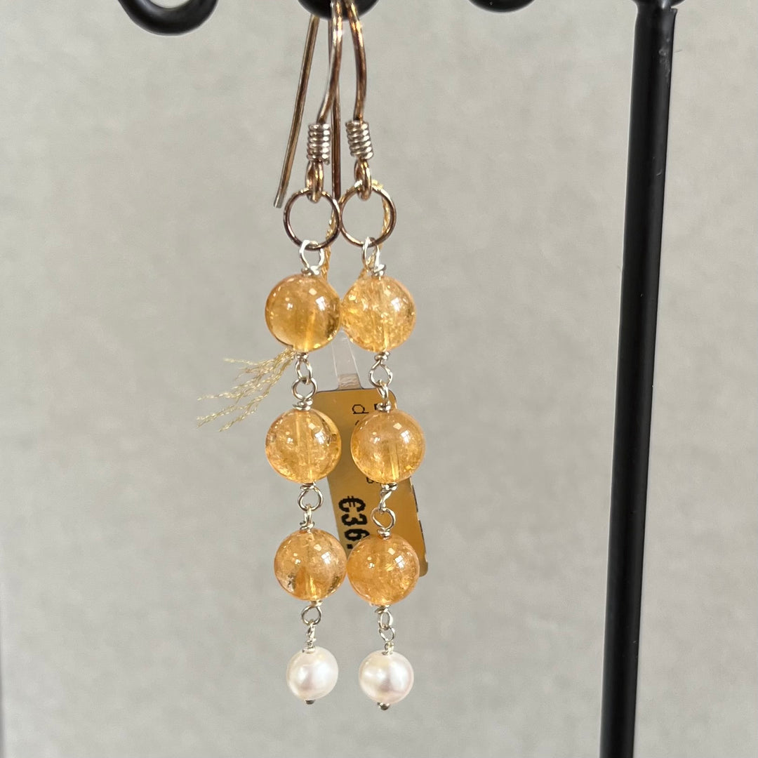 Boucles d’oreilles en argent avec citrine, en argent