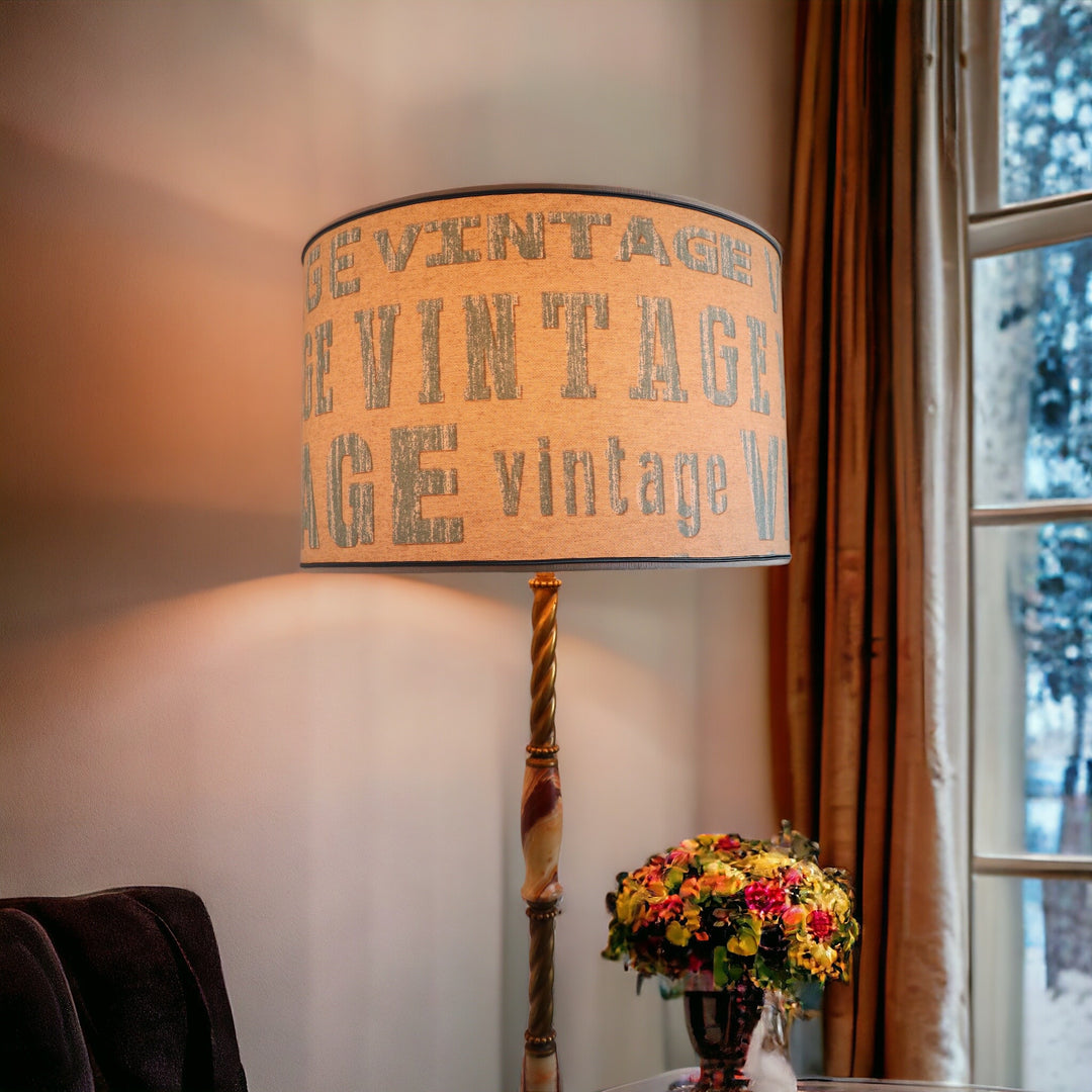 Round cylinder lampshade, "vintage", laminated, handmade