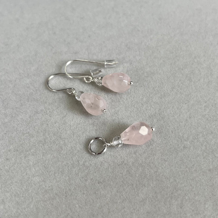 Boucles d’oreilles avec quartz rose, en argent