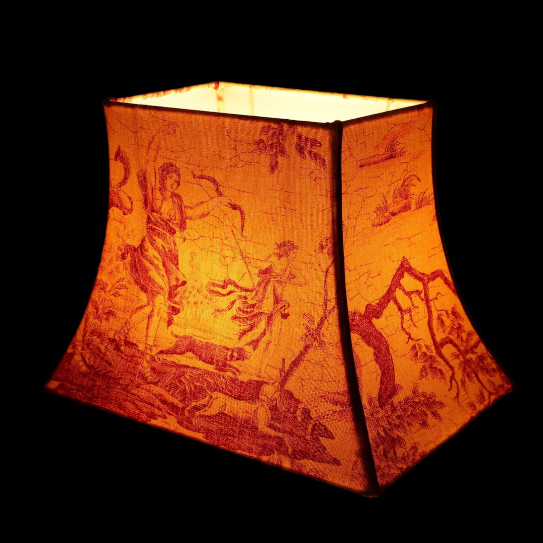 Abat-jour pagode rectangle, DIANE, tissu d'éditeur, contrecollé, fait main