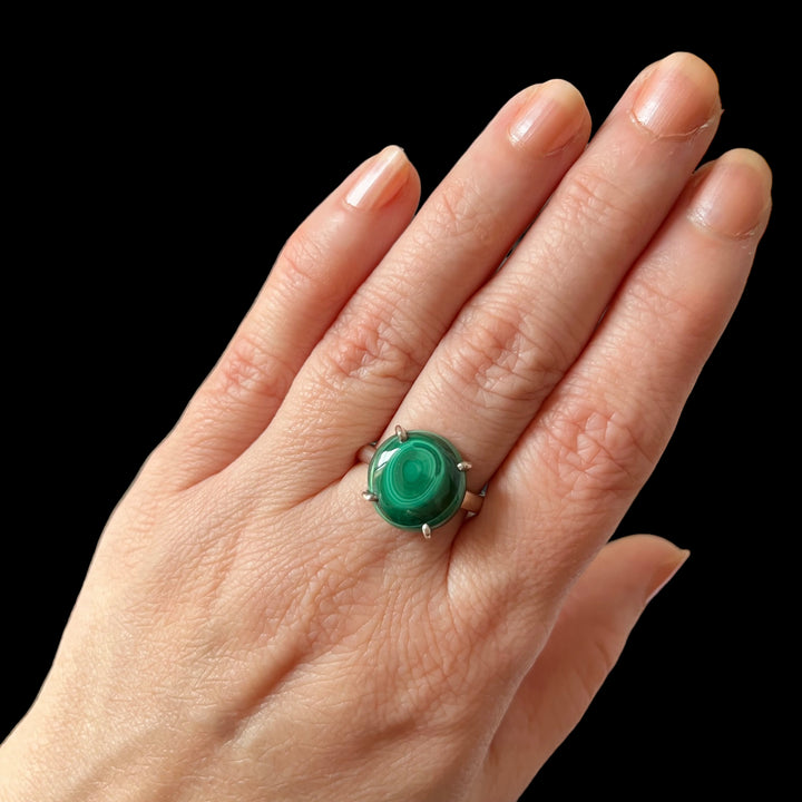 Bague en argent avec malachite - taille 59  - BS114
