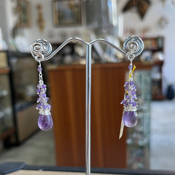 Boucles d’oreilles avec améthyste, en argent