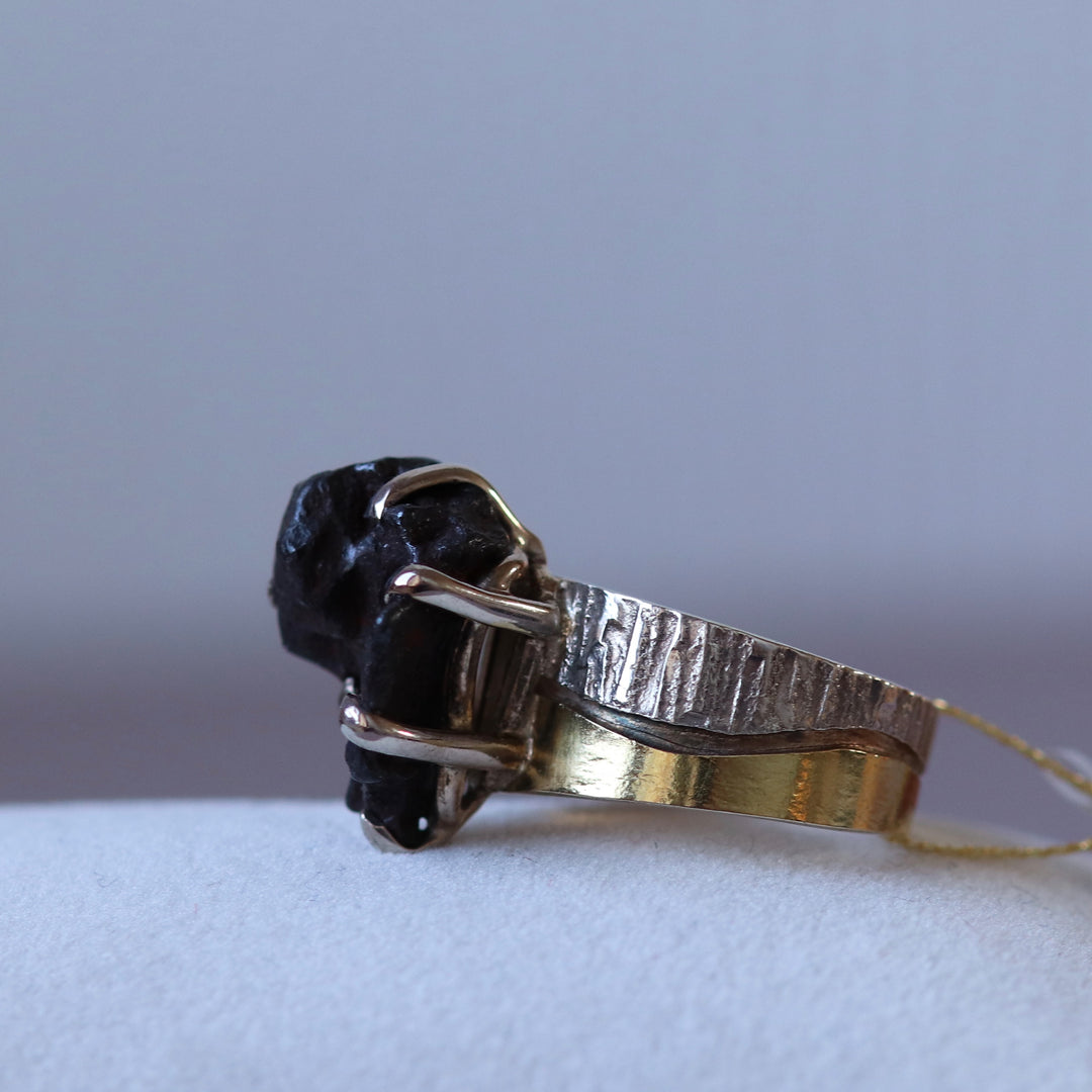 Bague avec météorite en argent - taille 56 - BS004