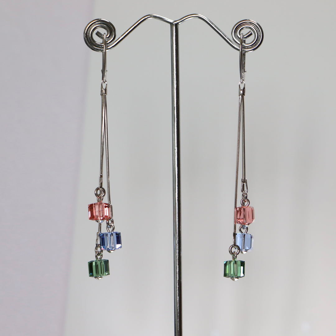 Серьги с кристаллами Swarovski, Rhodied Silver, Crystal, Cande, Model A