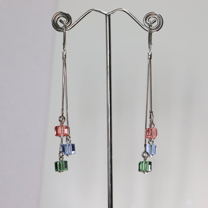 Серьги с кристаллами Swarovski, Rhodied Silver, Crystal, Cande, Model A