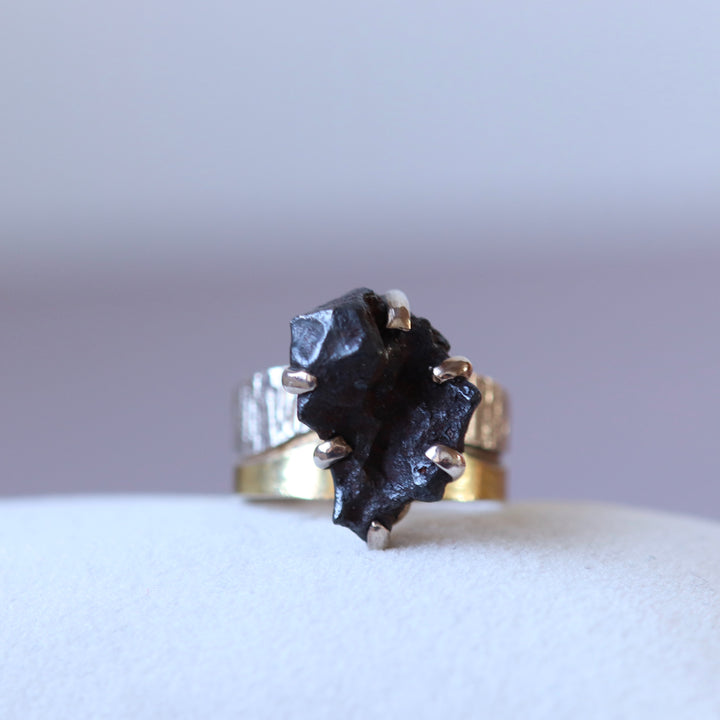 Bague avec météorite en argent - taille 56 - BS004